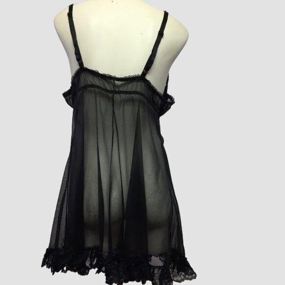 BLACK Sheer and Lace Baby Doll Chemise Size X-Large - Picture 2 of 6